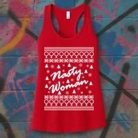 Nasty Woman Ugly Christmas Sweater Design Hillary Clinton Women's Tank Top thumb 3