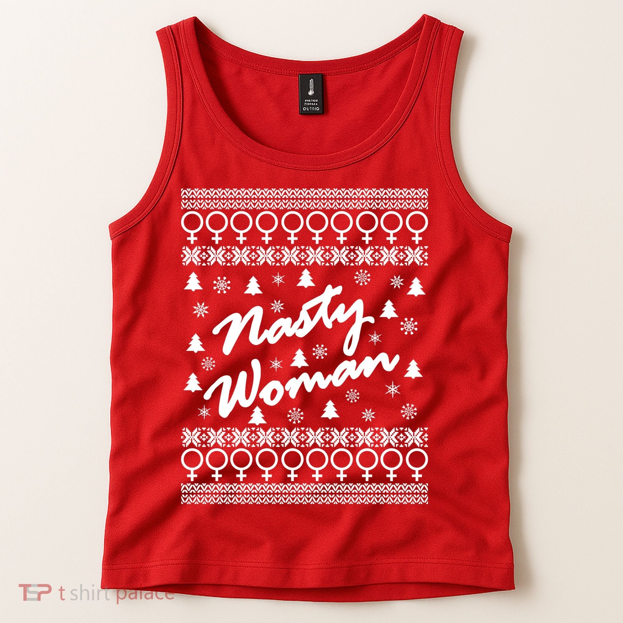 Nasty Woman Ugly Christmas Sweater Design Hillary Clinton Tank Top