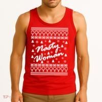 Nasty Woman Ugly Christmas Sweater Design Hillary Clinton Tank Top thumb 3