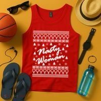 Nasty Woman Ugly Christmas Sweater Design Hillary Clinton Tank Top thumb 4