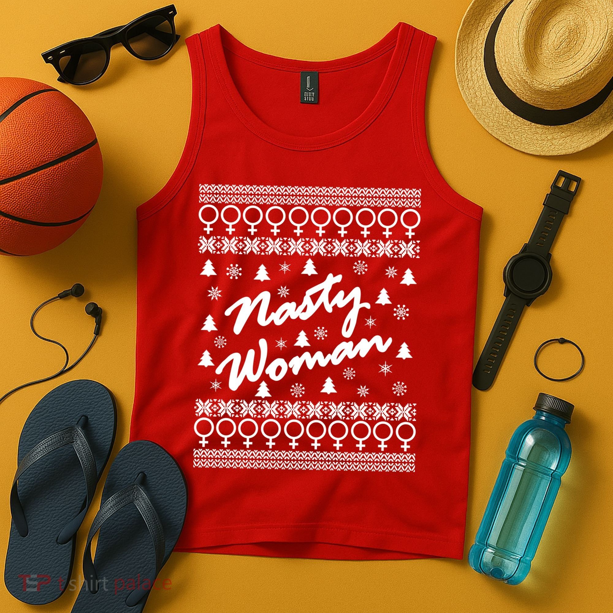 Nasty Woman Ugly Christmas Sweater Design Hillary Clinton Tank Top