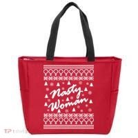 Nasty Woman Ugly Christmas Sweater Design Hillary Clinton Tote Bag thumb 0
