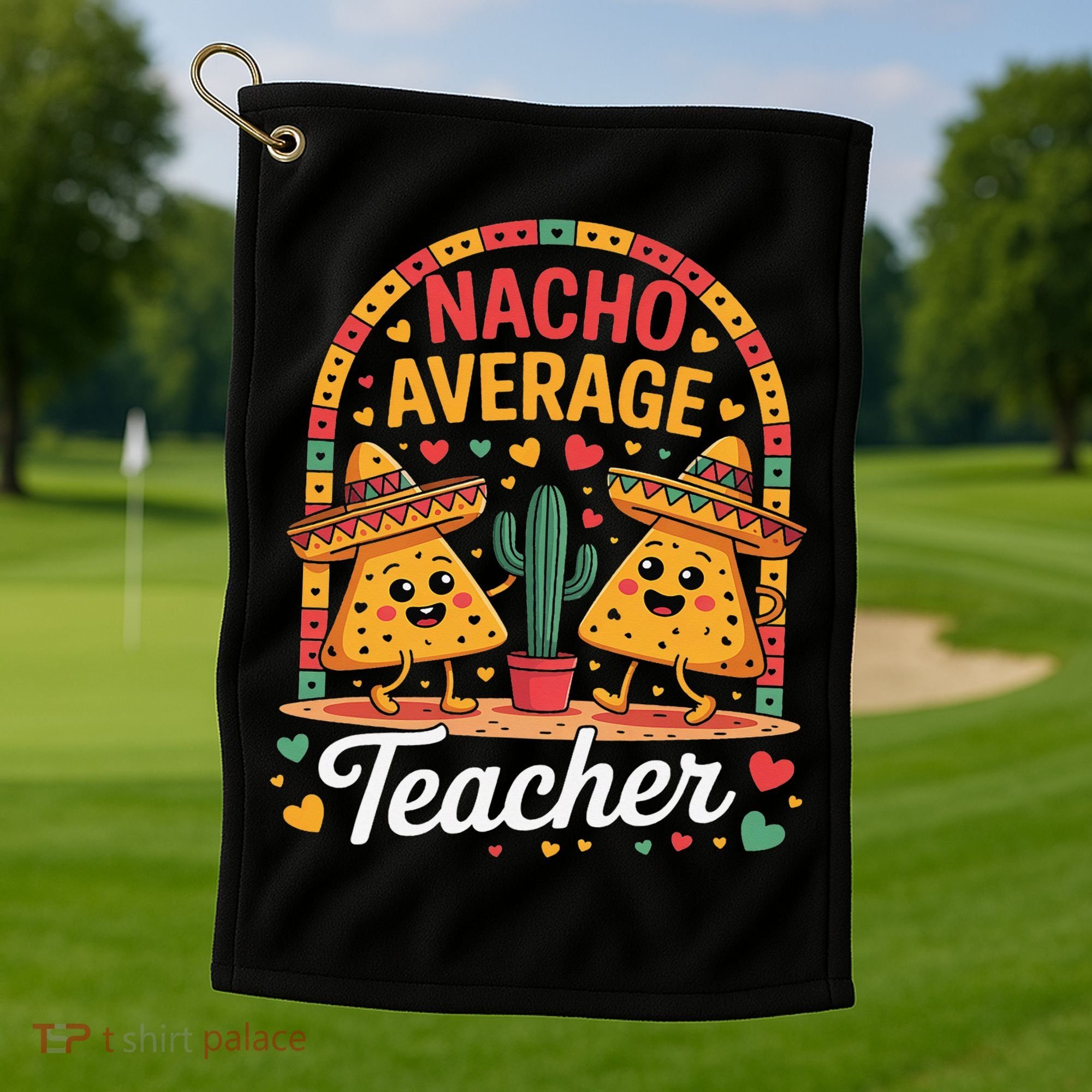 Nacho Average Teacher Apple Cinco De Mayo Teacher Women Golf Towel