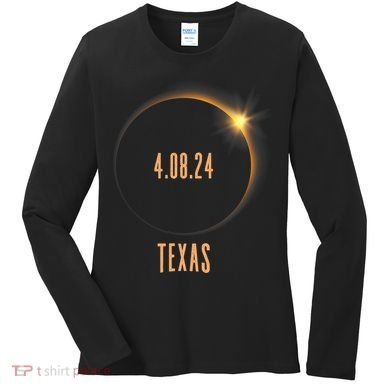 North America Total Solar Eclipse 2024 Texas USA Women's Long Sleeve Shirt
