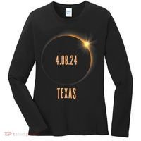 North America Total Solar Eclipse 2024 Texas USA Women's Long Sleeve Shirt thumb 0