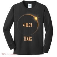 North America Total Solar Eclipse 2024 Texas USA Kids Long Sleeve Shirt thumb 0