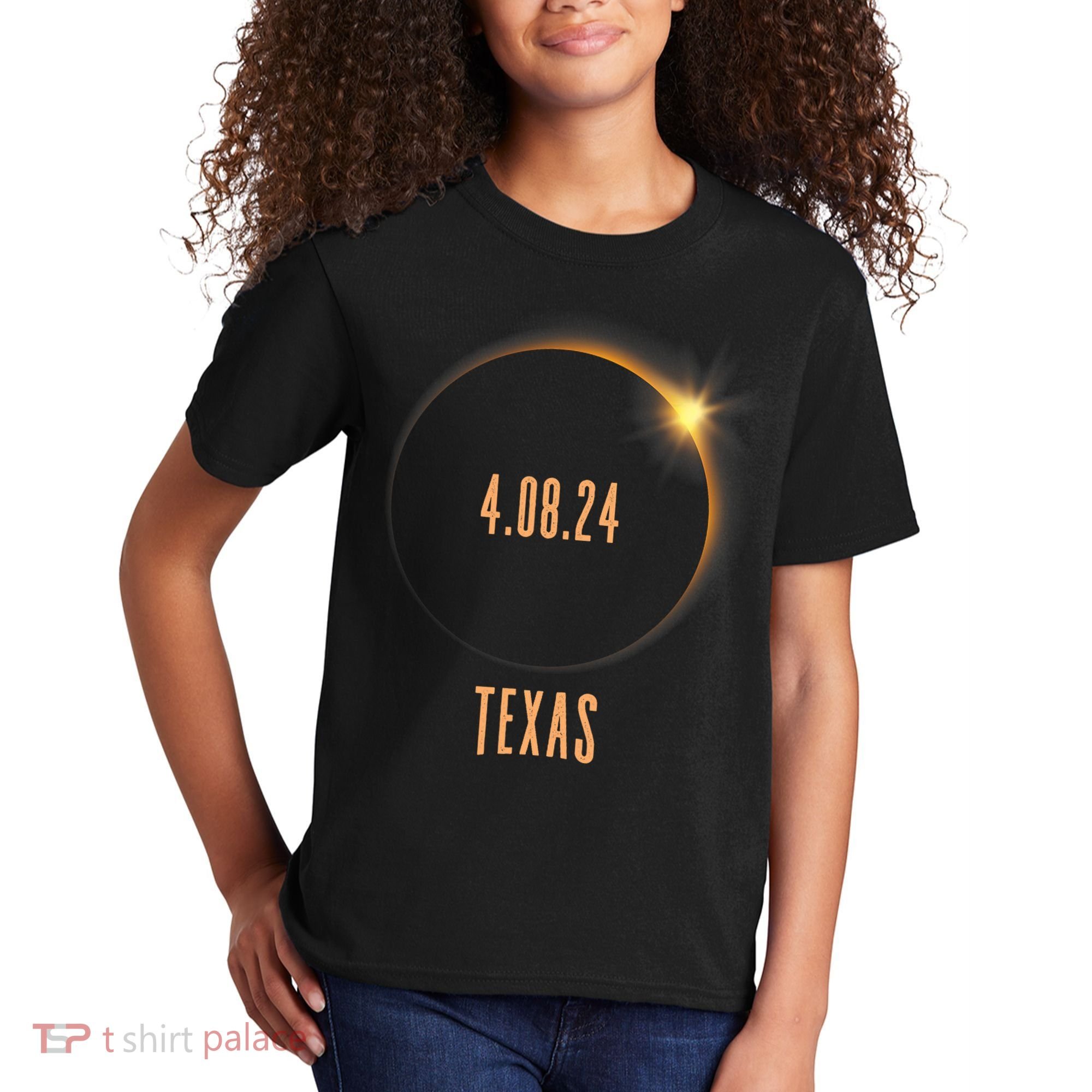 North America Total Solar Eclipse 2024 Texas USA Kids T-Shirt