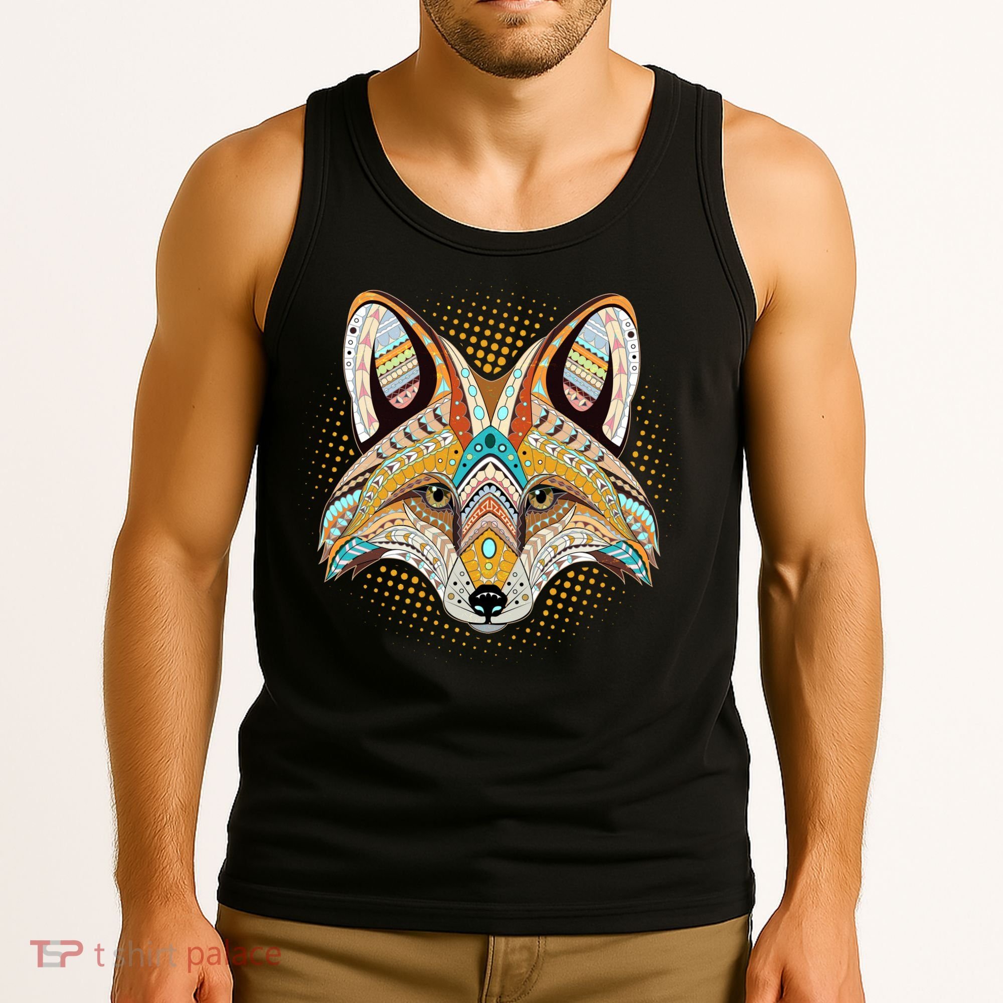 Native American Tribal Fox Face Tank Top