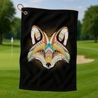 Native American Tribal Fox Face Golf Towel thumb 1