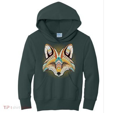 Native American Tribal Fox Face Kids Hoodie