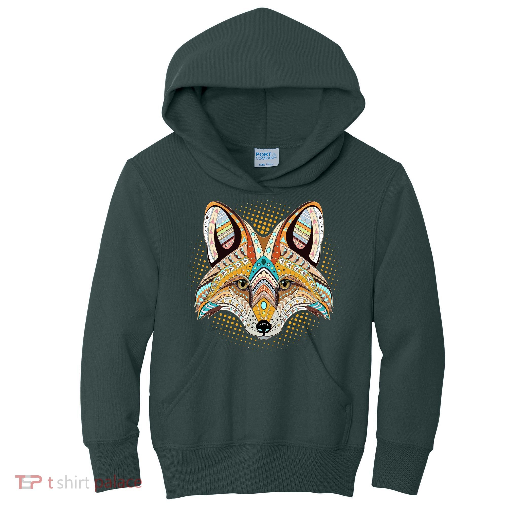 Native American Tribal Fox Face Kids Hoodie