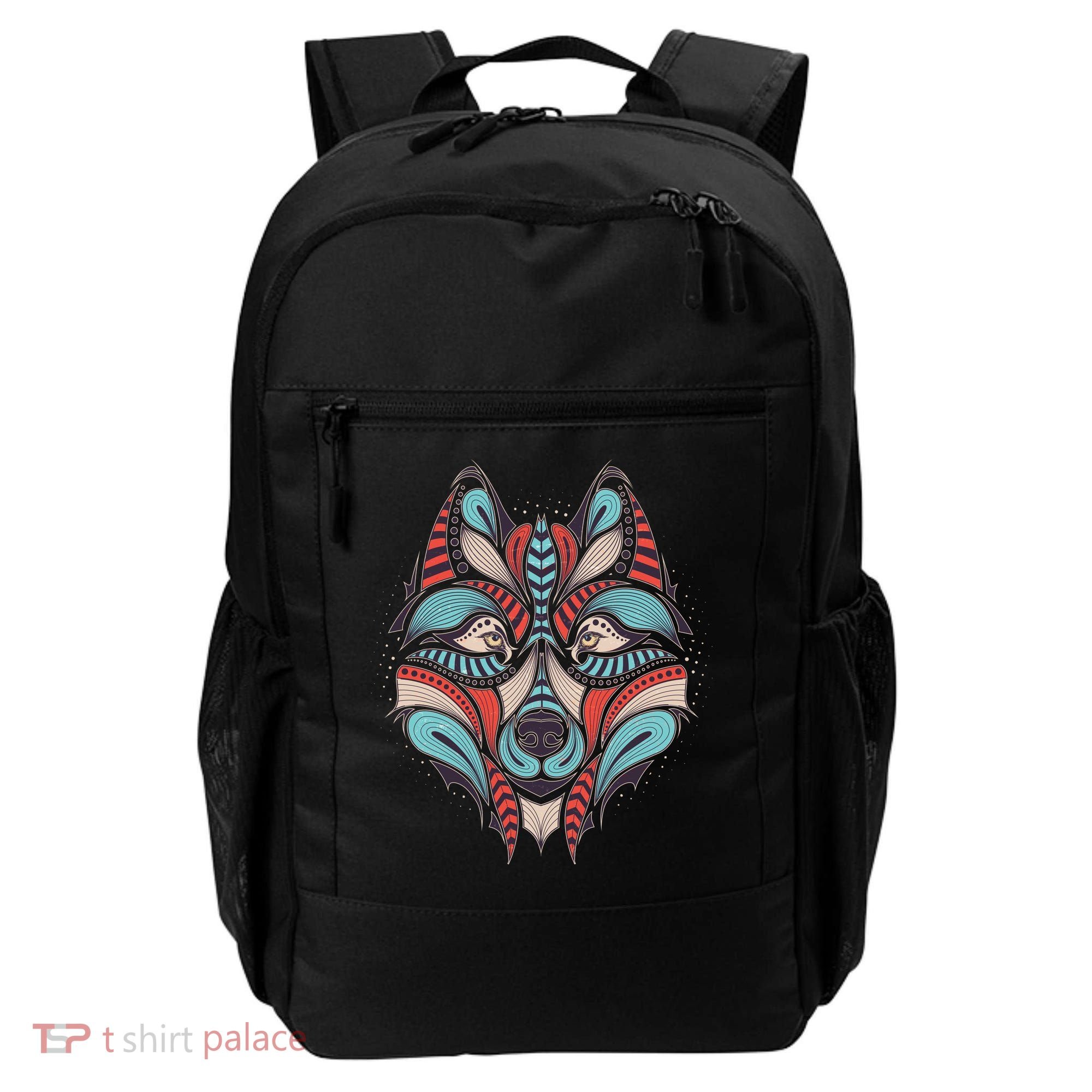 Native American Tribal Wolf Face Backpack