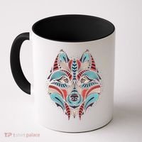 Native American Tribal Wolf Face Coffee Mug thumb 0
