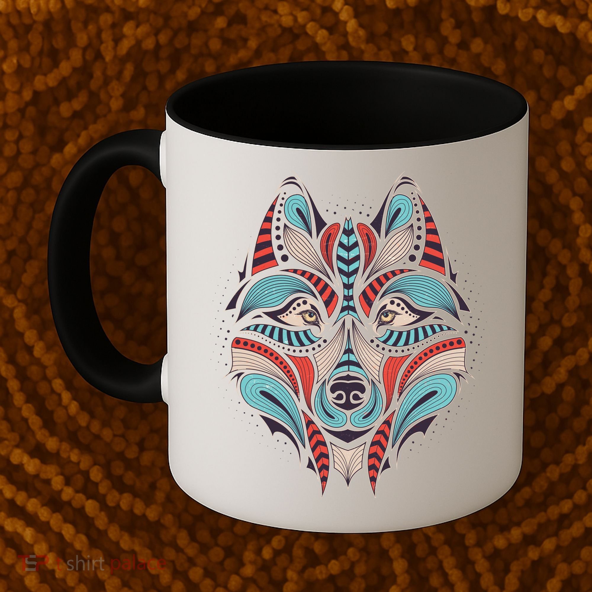 Native American Tribal Wolf Face Coffee Mug