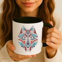 Native American Tribal Wolf Face Coffee Mug thumb 3