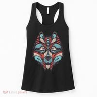 Native American Tribal Wolf Face Women's Tank Top thumb 0