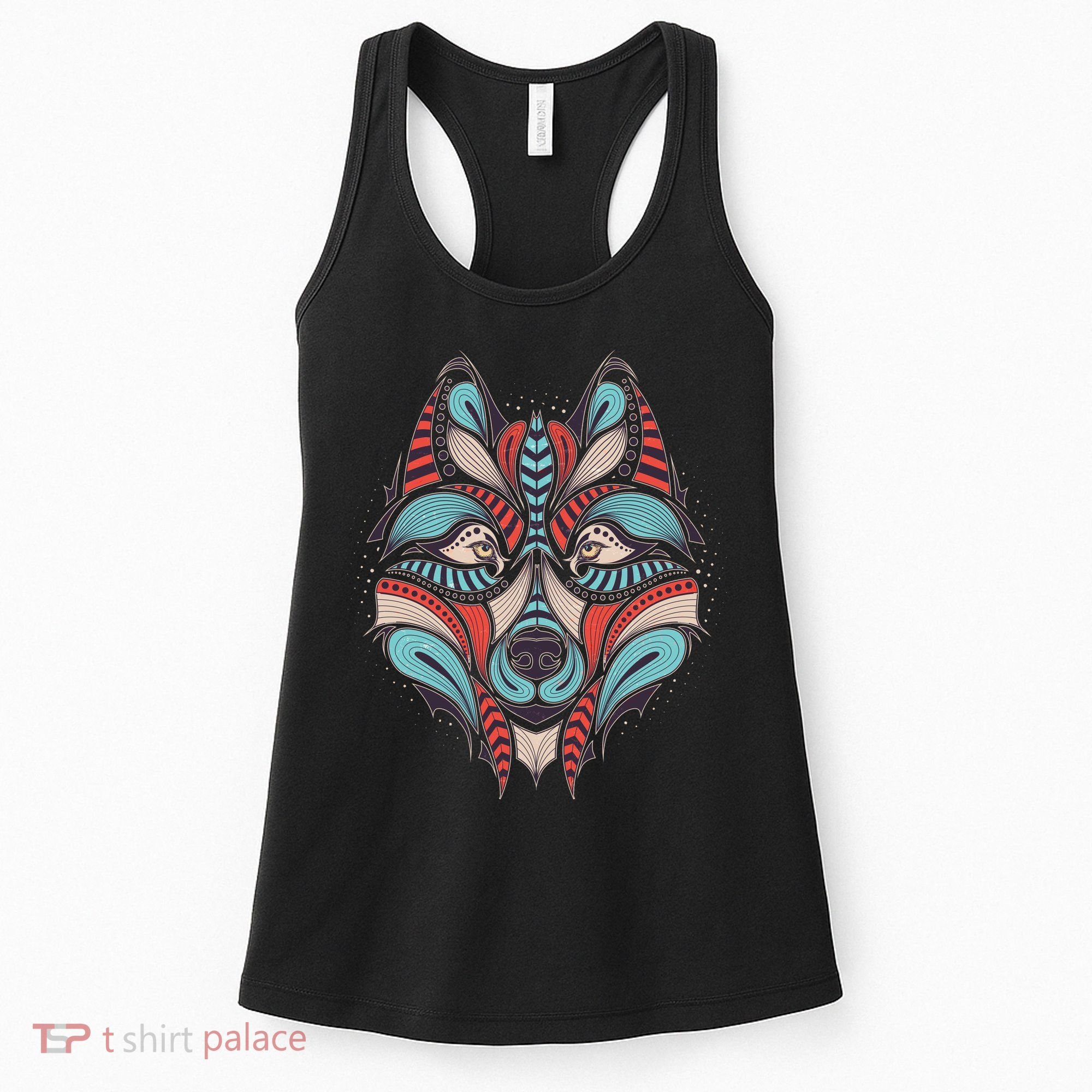 Native American Tribal Wolf Face Women's Tank Top
