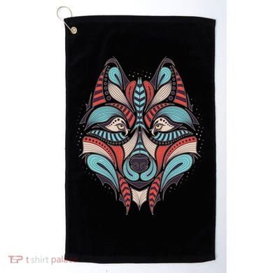 Native American Tribal Wolf Face Golf Towel