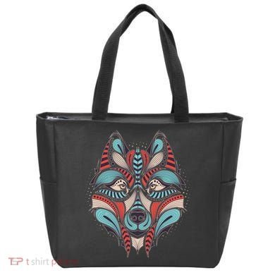Native American Tribal Wolf Face Tote Bag