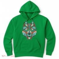 Native American Tribal Wolf Face Hoodie thumb 0