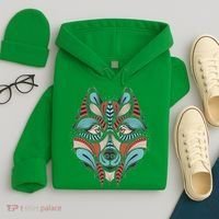 Native American Tribal Wolf Face Hoodie thumb 4