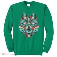 Native American Tribal Wolf Face Sweatshirt thumb 0