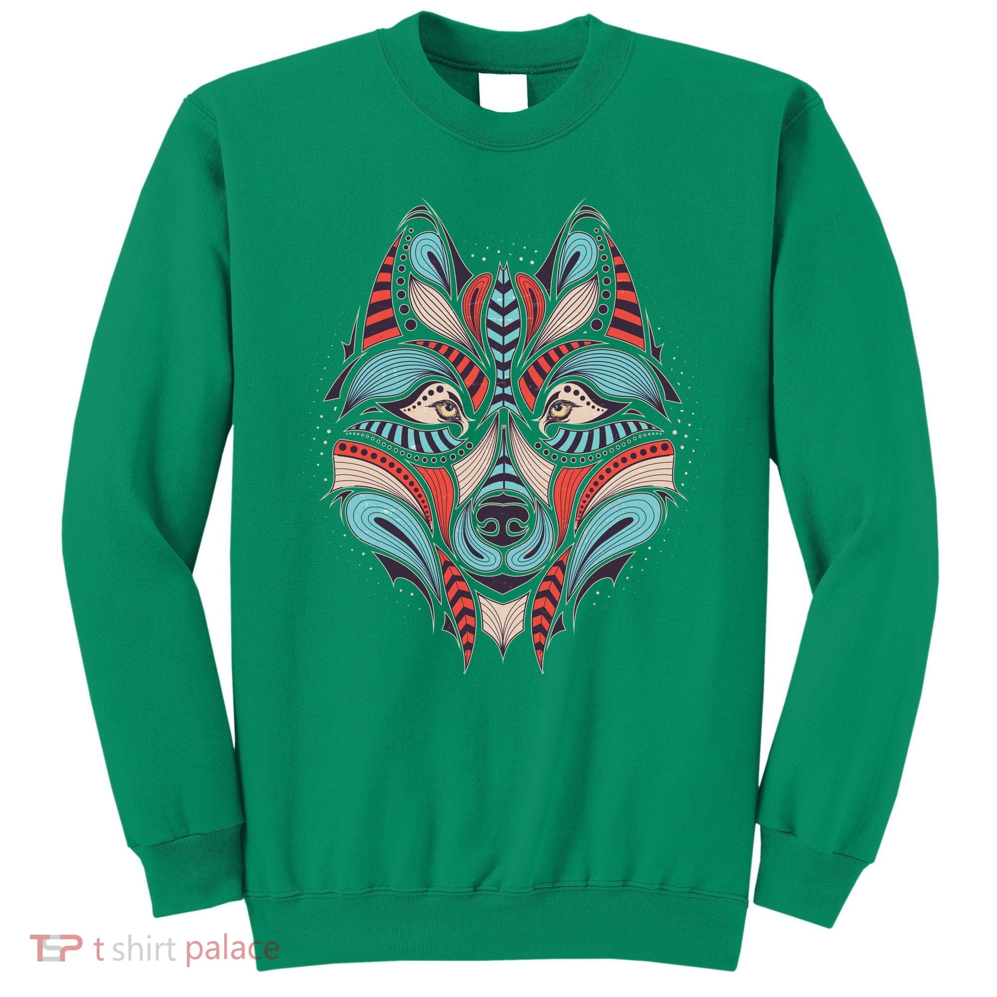Native American Tribal Wolf Face Sweatshirt