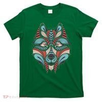 Native American Tribal Wolf Face T-Shirt thumb 0