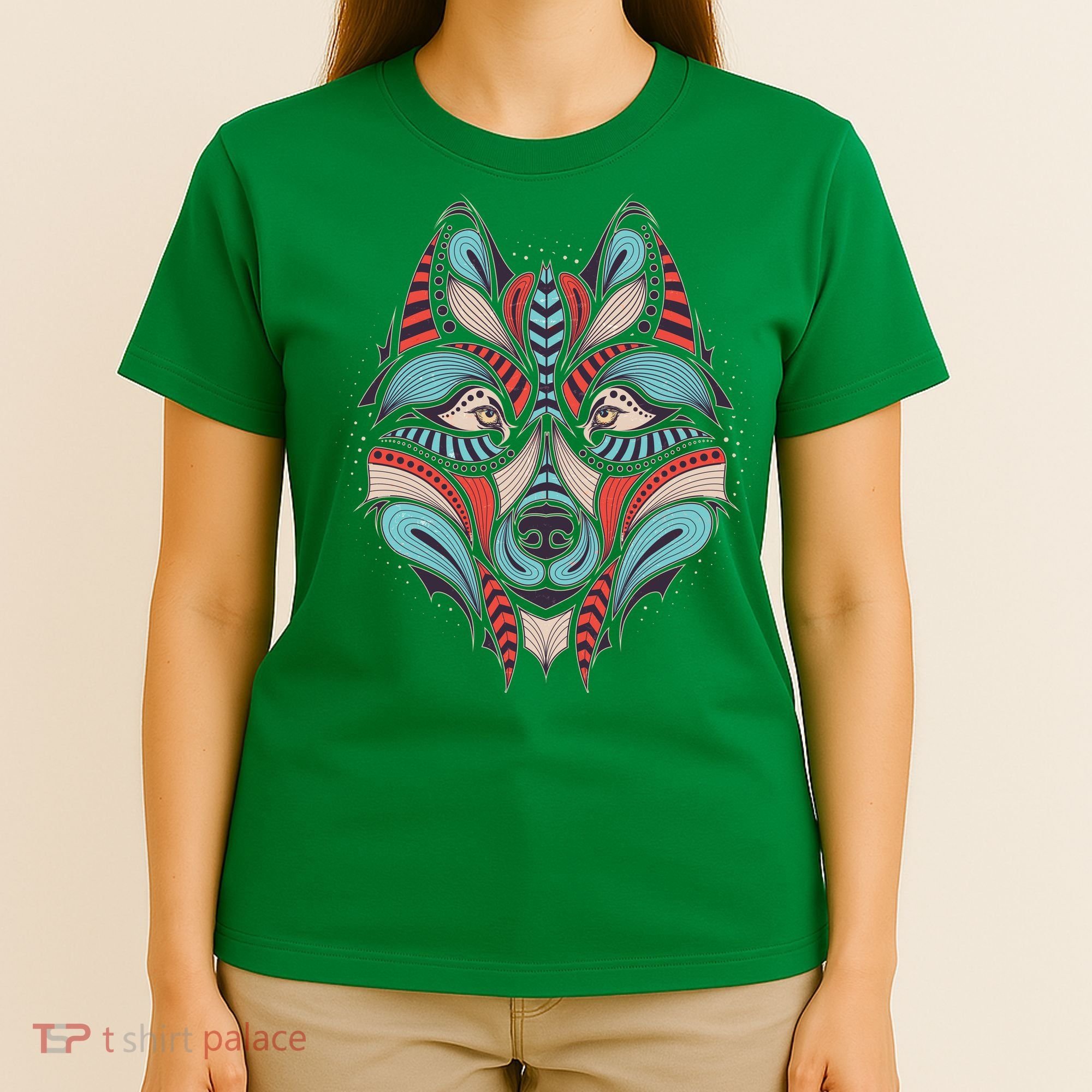 Native American Tribal Wolf Face T-Shirt