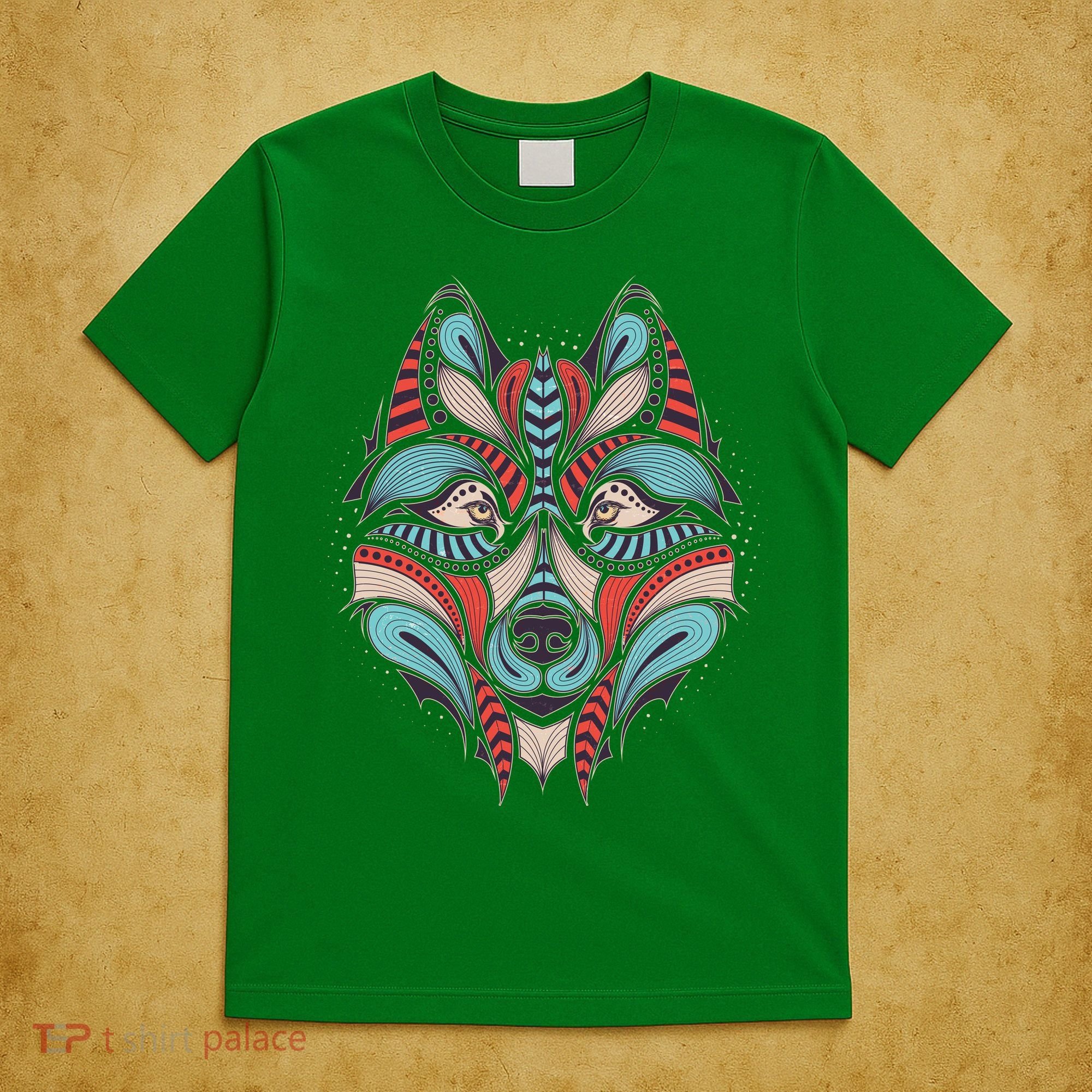 Native American Tribal Wolf Face T-Shirt