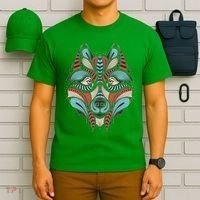 Native American Tribal Wolf Face T-Shirt thumb 6
