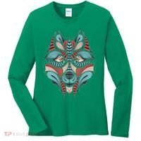 Native American Tribal Wolf Face Women's Long Sleeve Shirt thumb 0
