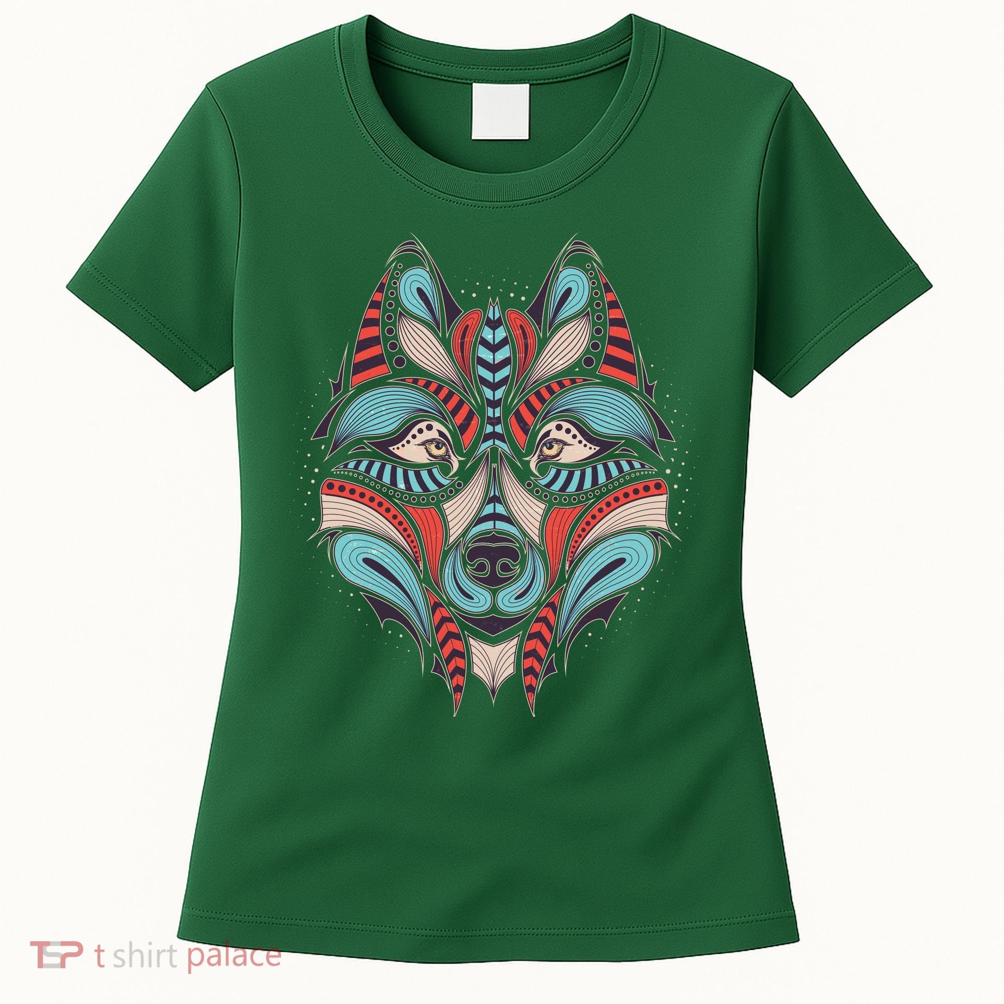 Native American Tribal Wolf Face Women's T-Shirt