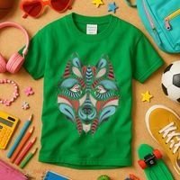 Native American Tribal Wolf Face Kids T-Shirt thumb 3