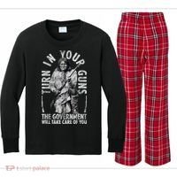 Native America Turn Your Guns Government Take Care Of You Kids Long Sleeve Plaid Pajama Set thumb 0