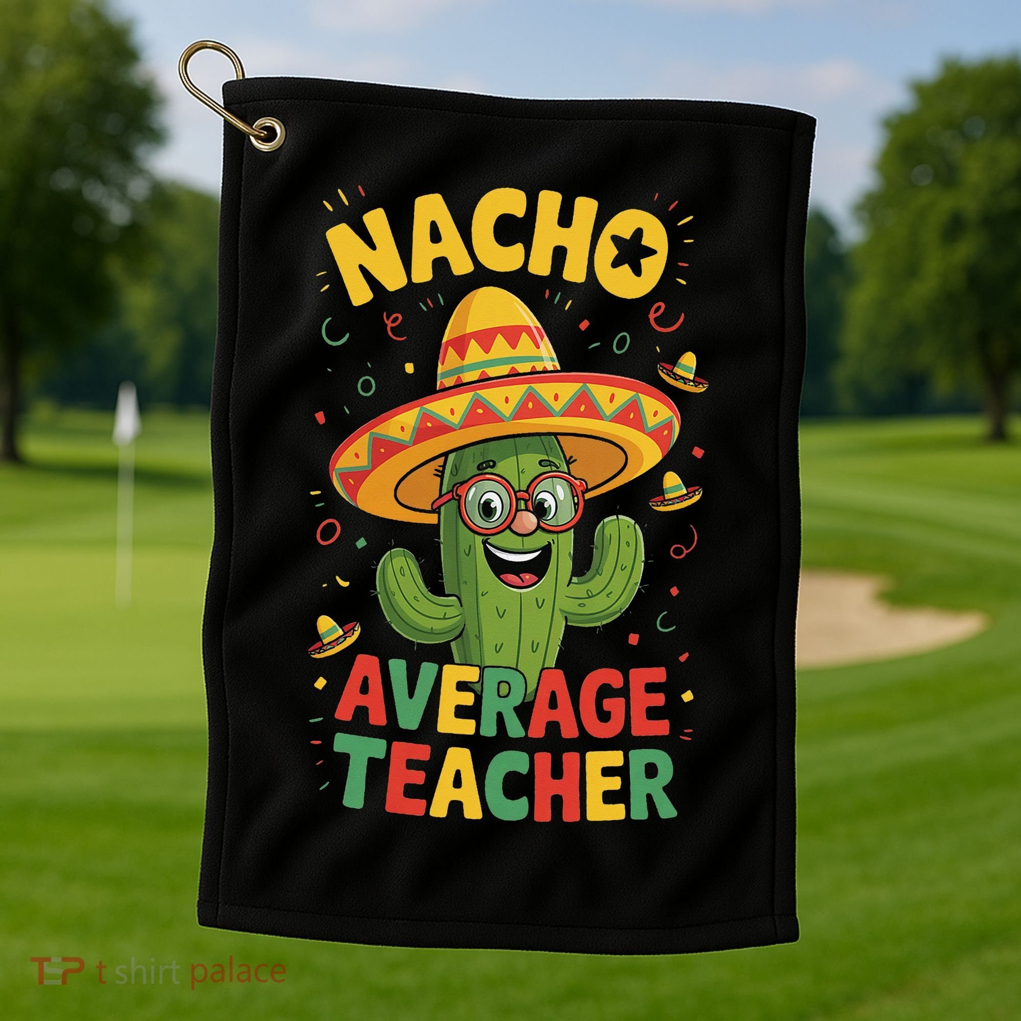 Nacho Average Teacher Apple Cinco De Mayo Teacher Women Golf Towel