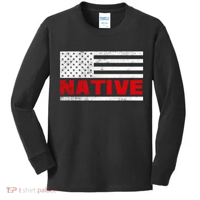 Native American Flag Kids Long Sleeve Shirt