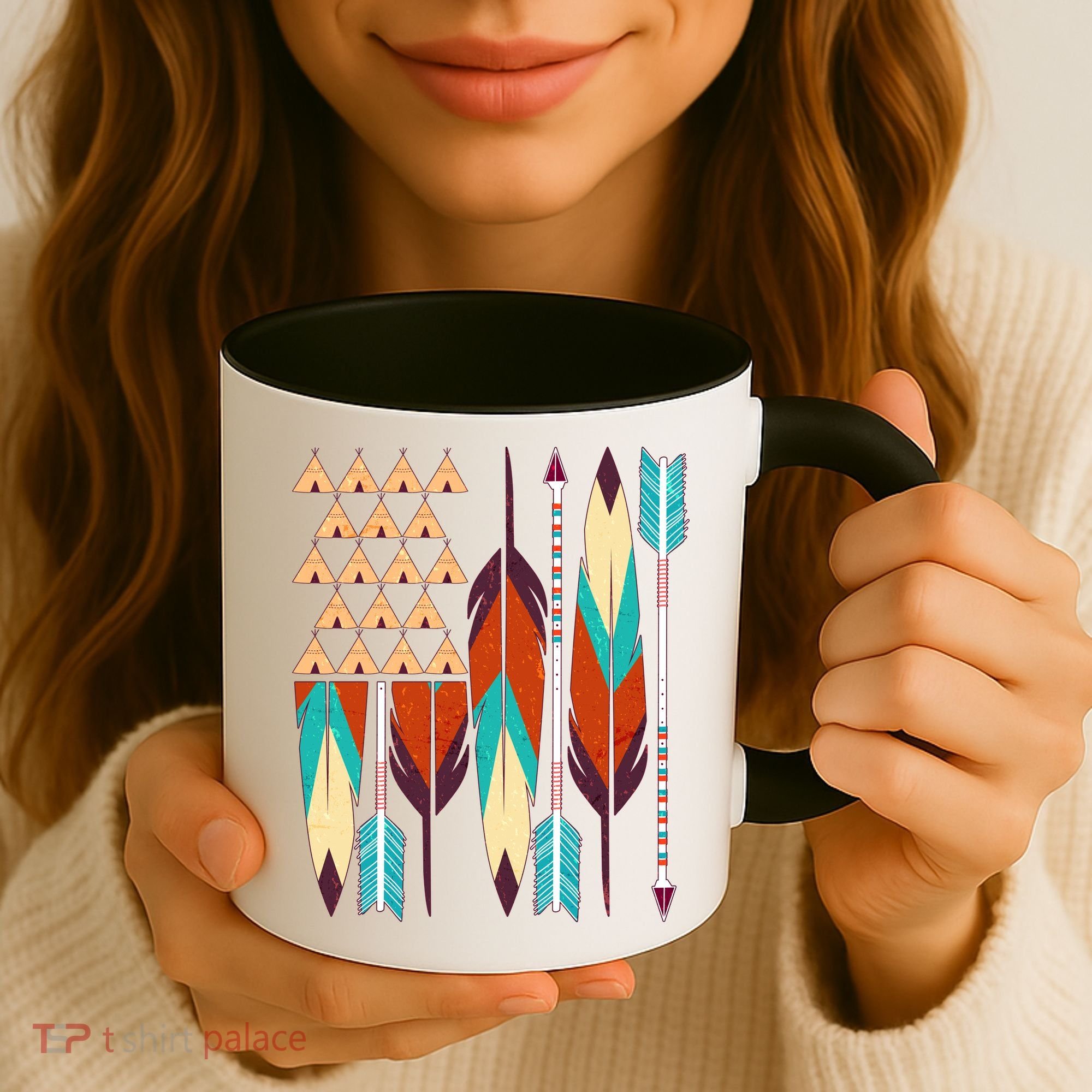 Native American Flag Feathers and Arrows Coffee Mug