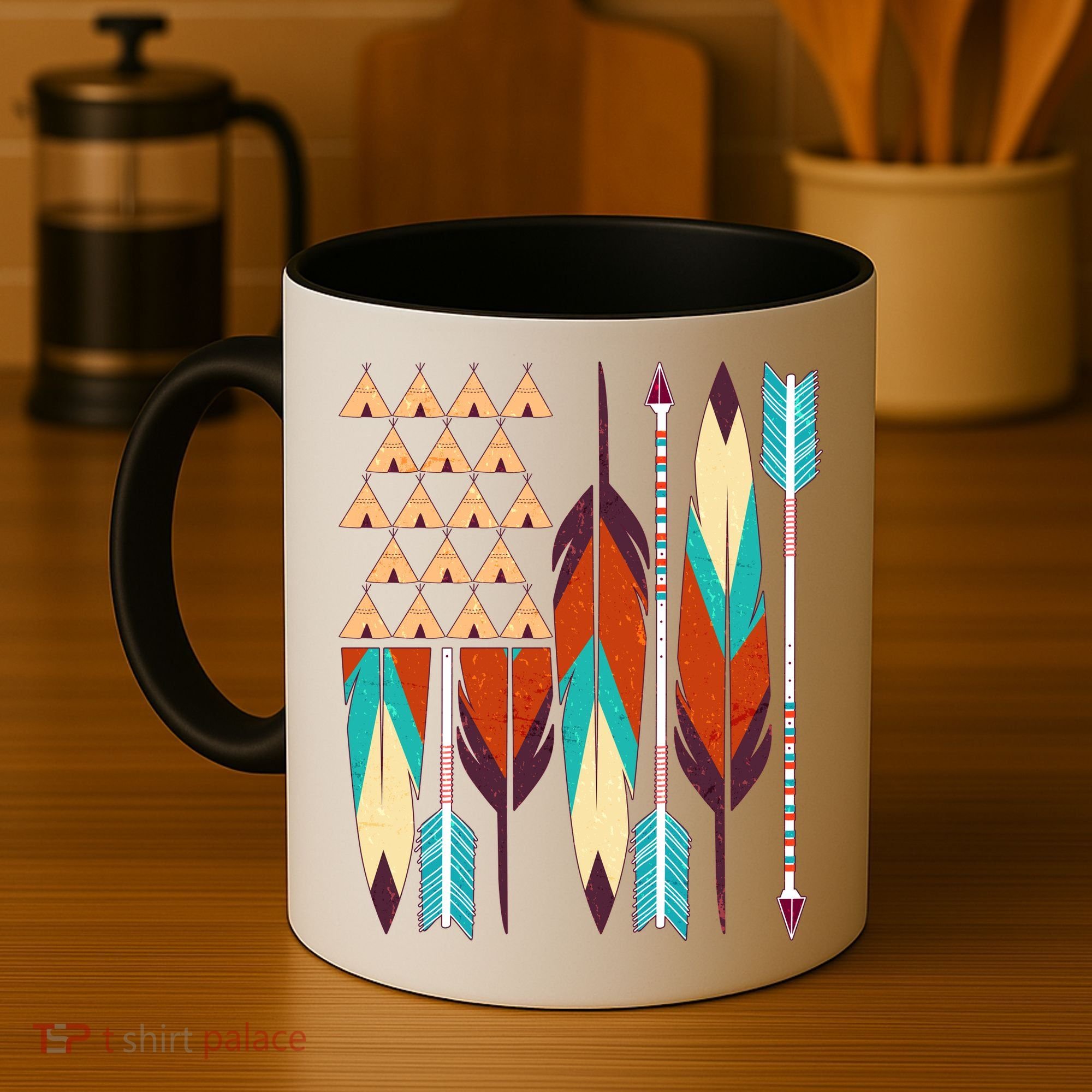 Native American Flag Feathers and Arrows Coffee Mug