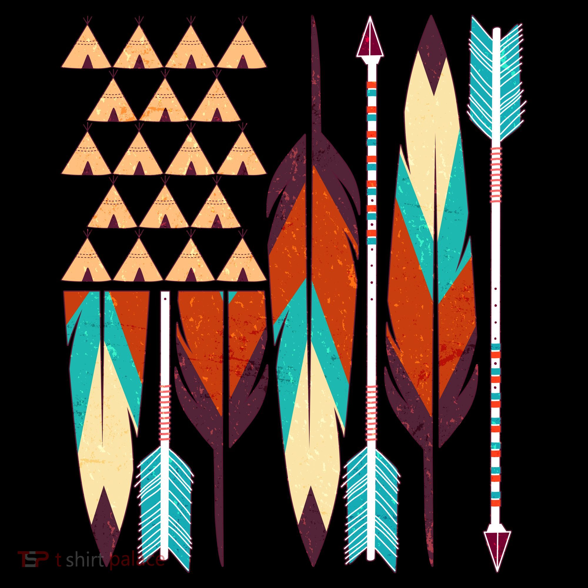 Native American Flag Feathers and Arrows Polo