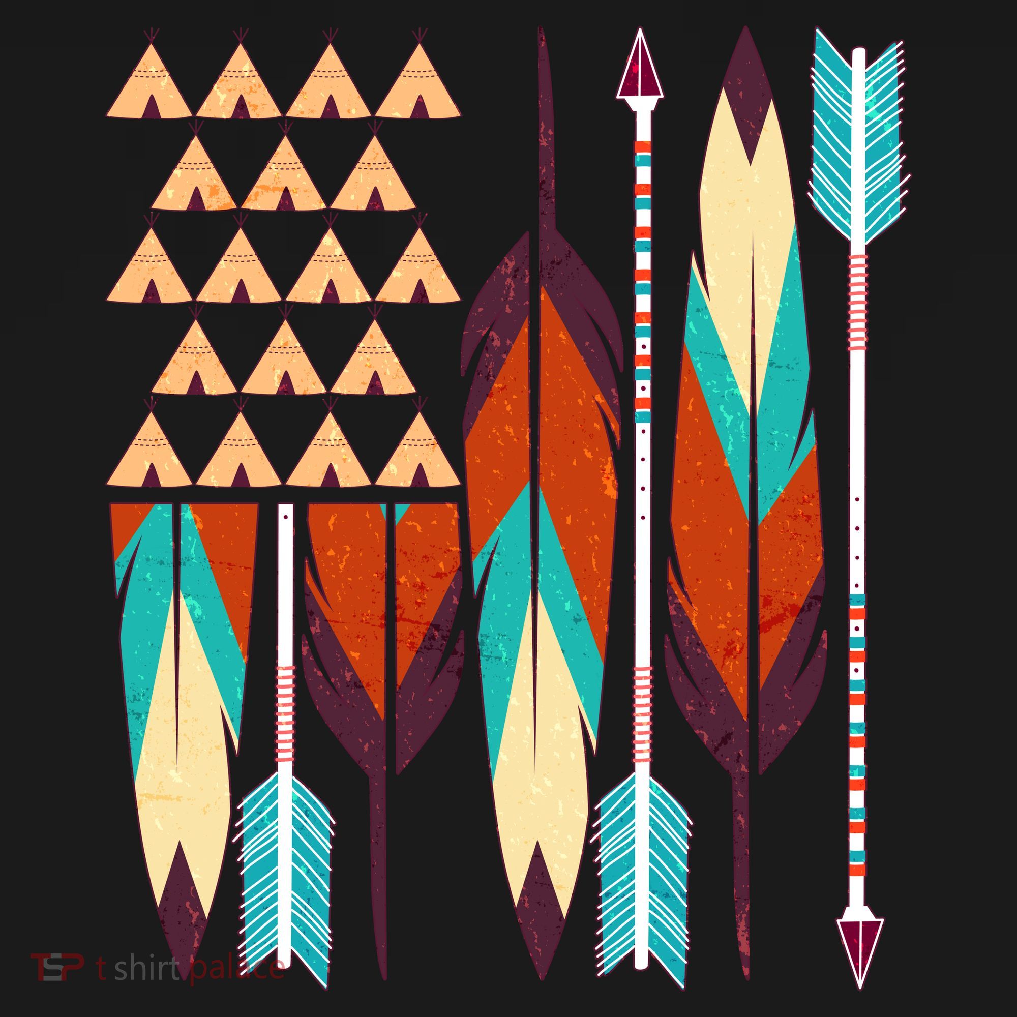 Native American Flag Feathers and Arrows Ornament