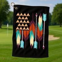 Native American Flag Feathers and Arrows Golf Towel thumb 1