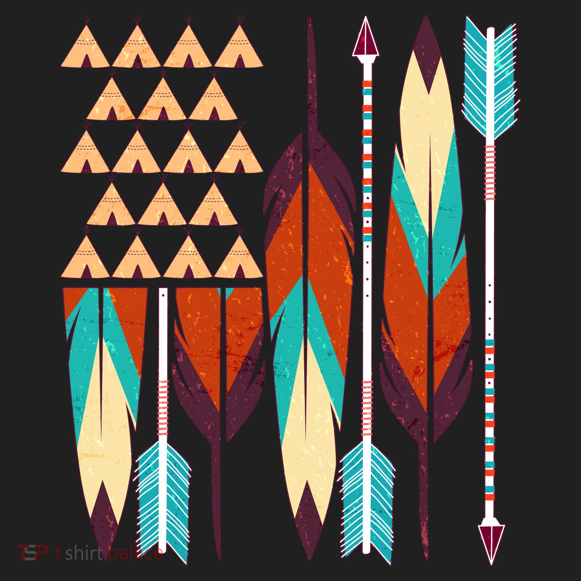 Native American Flag Feathers and Arrows Golf Towel