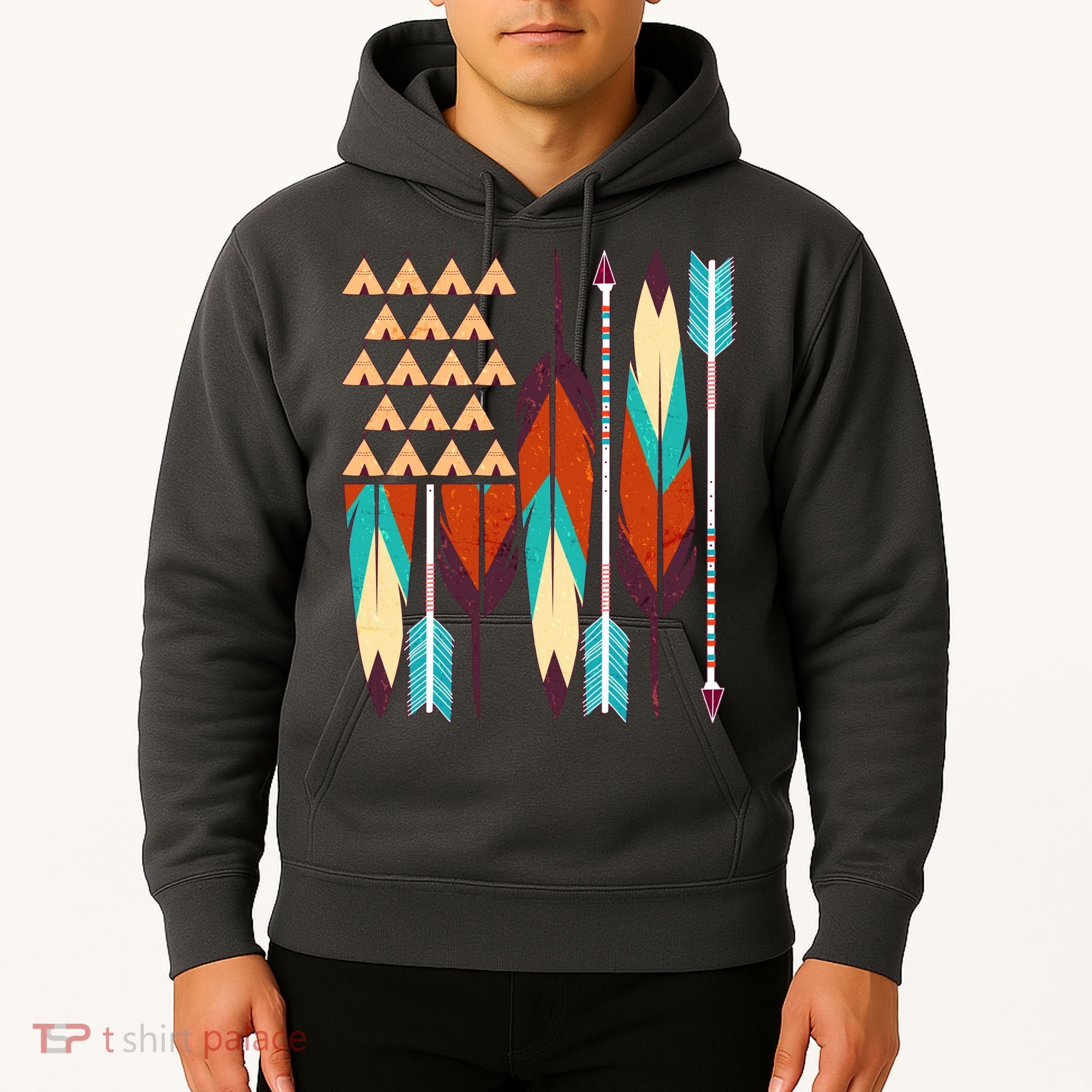 Native American Flag Feathers and Arrows Hoodie