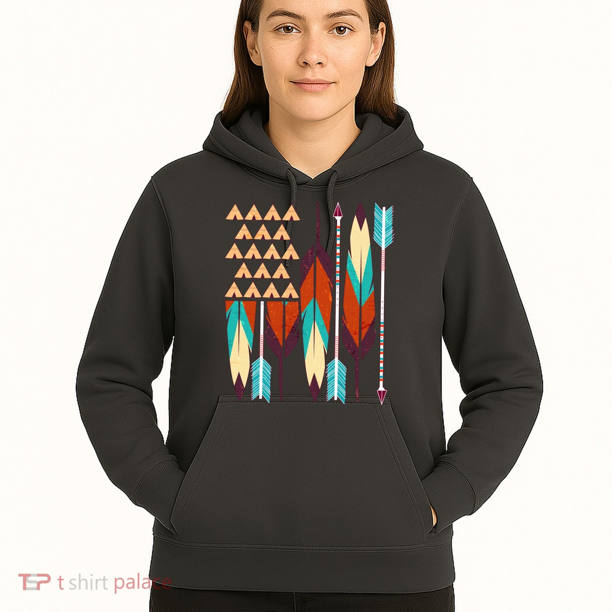 Native American Flag Feathers and Arrows Hoodie