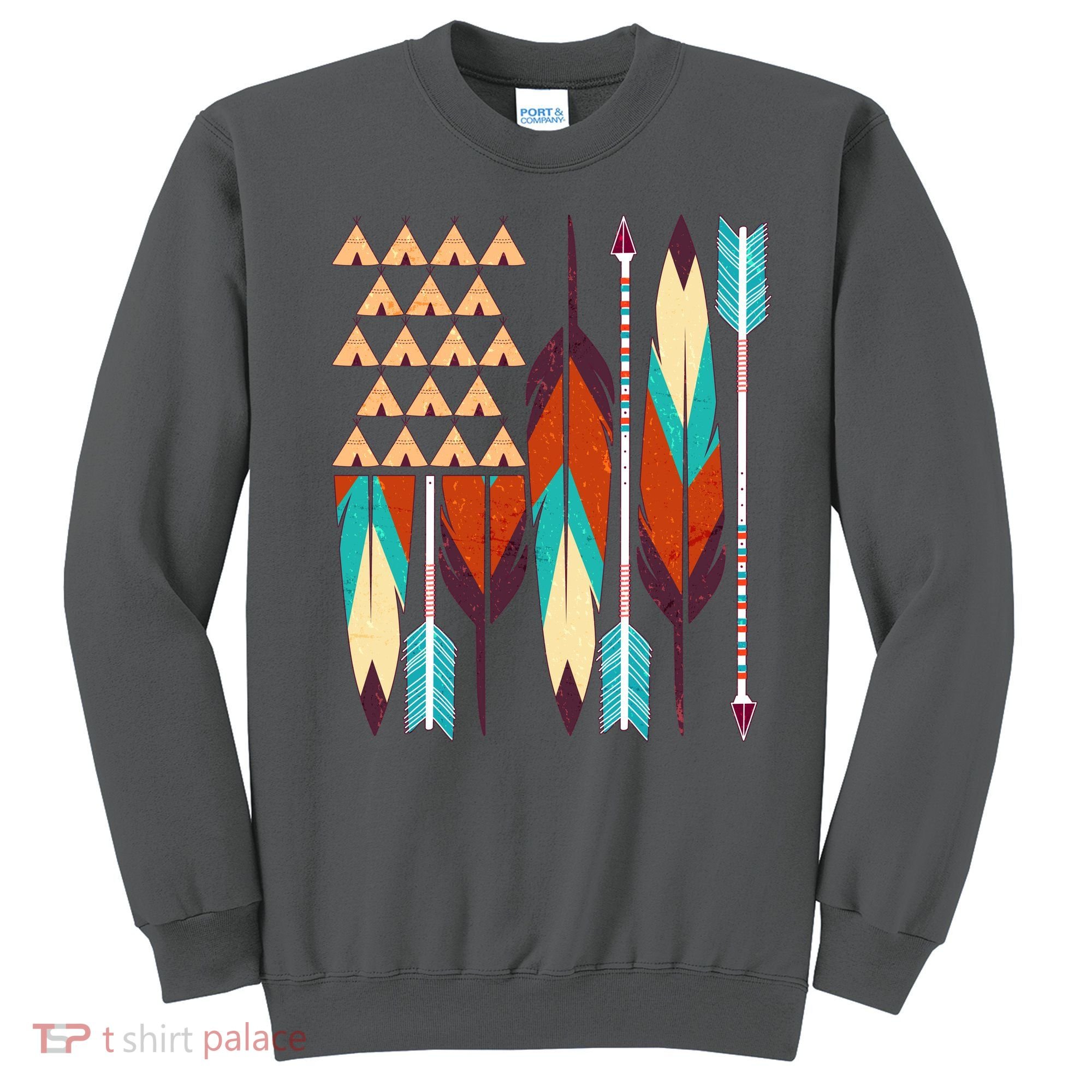 Native American Flag Feathers and Arrows Sweatshirt