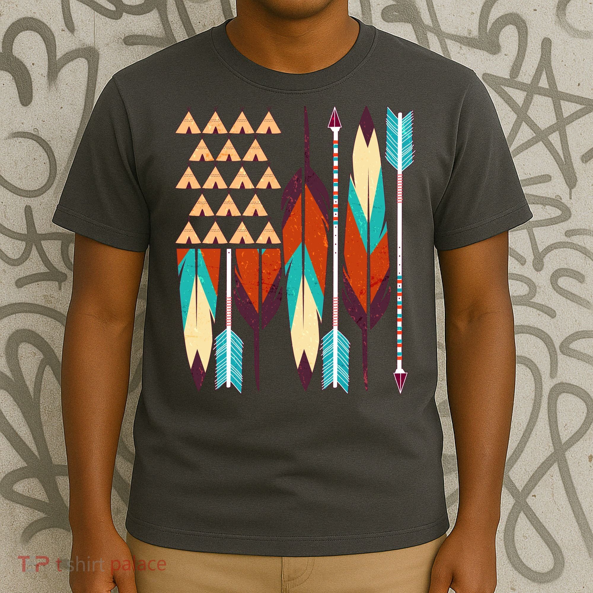 Native American Flag Feathers and Arrows T-Shirt