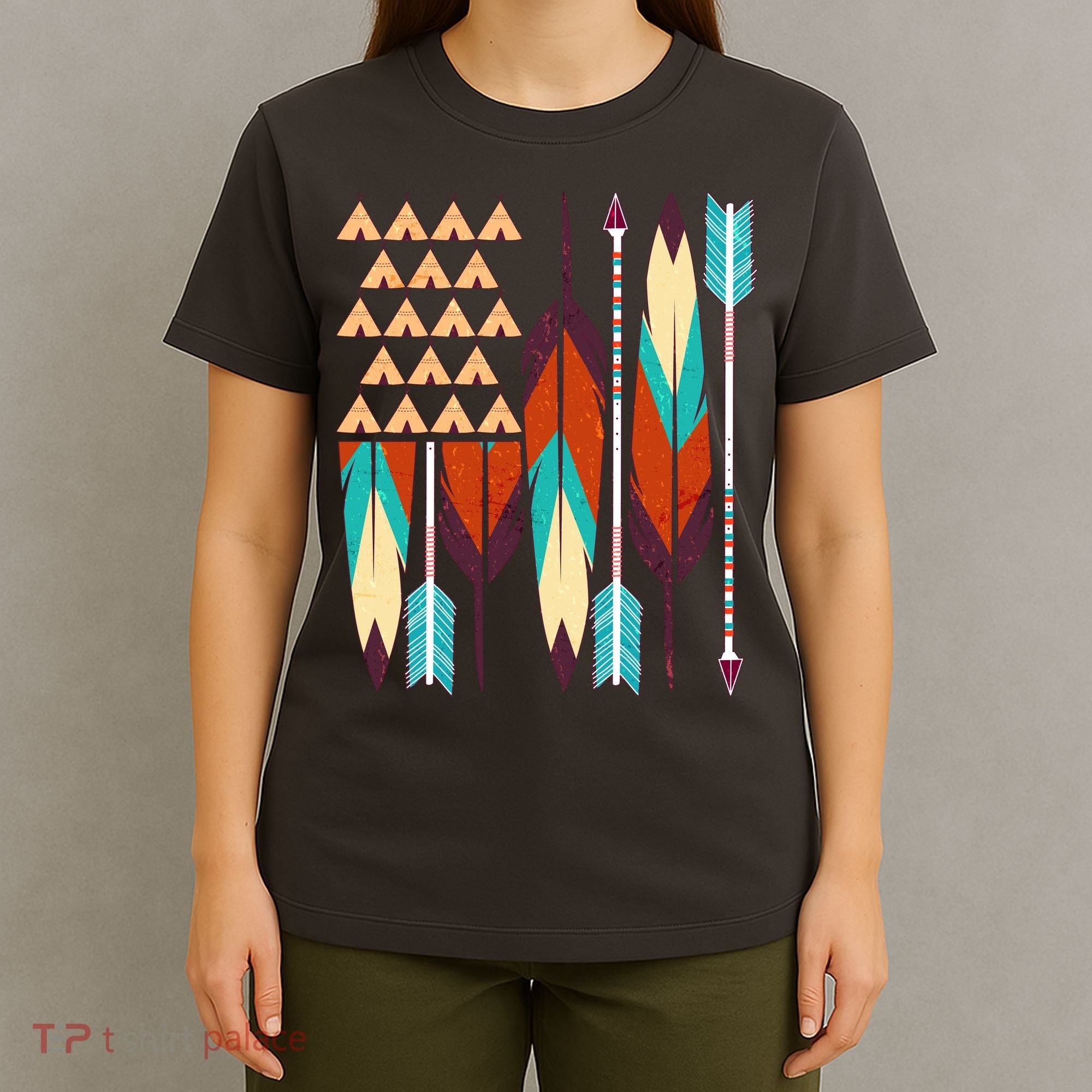 Native American Flag Feathers and Arrows T-Shirt