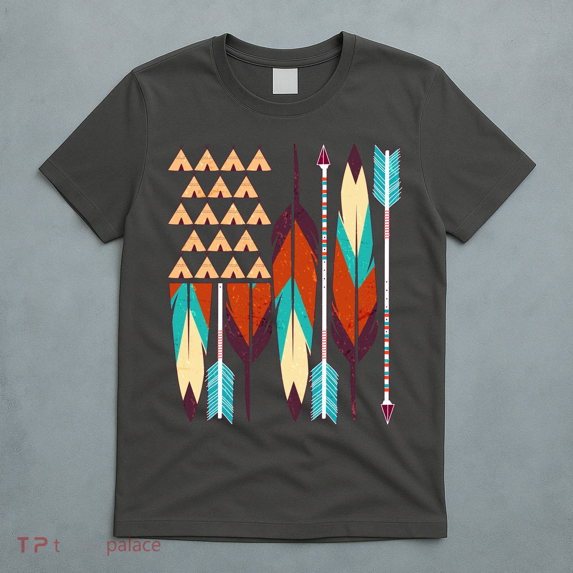 Native American Flag Feathers and Arrows T-Shirt