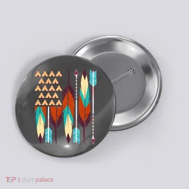 Native American Flag Feathers and Arrows Button